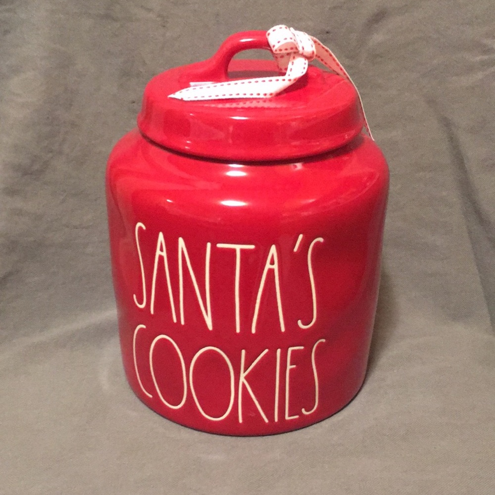 Rae Dunn Santa’s cookies red canister Christmas